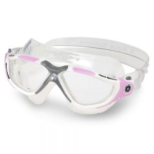 מסכת שחייה VISTA AQUASPHERE - שקופות, לבן/ורוד/אפור