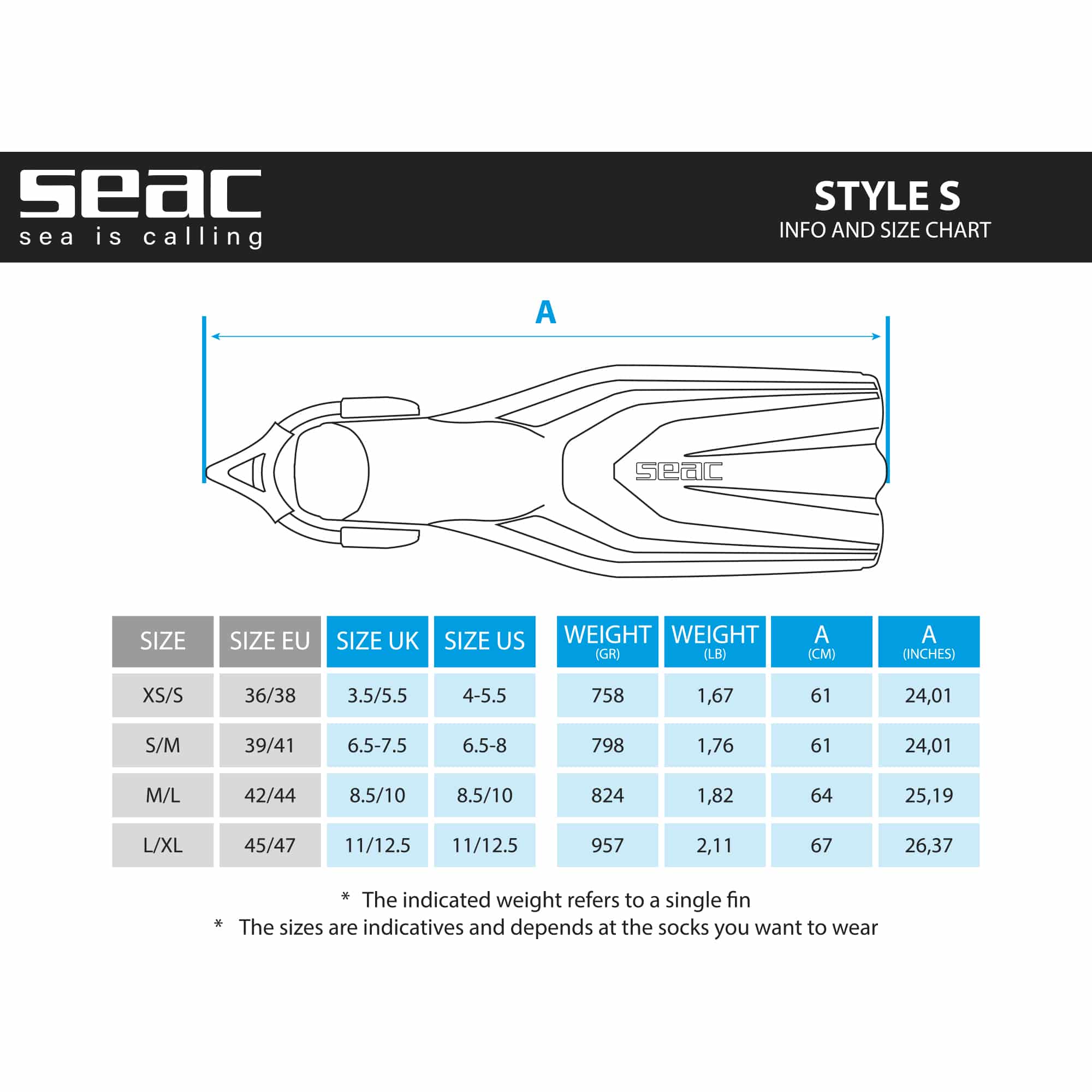 סנפירי צלילה SEAC Style – תמונה 2